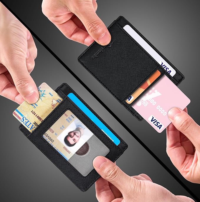 Travelambo Slim Wallet Front Pocket Minimalist Leather RFID Blocking Medium Size