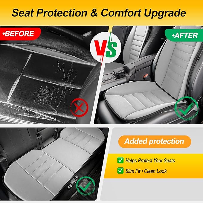 kingphenix 5-Piece Memory Foam Car Seat Cushion Set with Full Back Support Pillow, Comfort for Long Drives & Road Trips, Universal Automotive Comfort for Most Car, Van, Truck, SUV, Gray