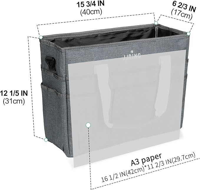 JJRING Craft Organizer Tote Bag, Large Art Storage Caddy with Multiple Pockets, Gray Sewing Bag for Art, Craft, Scrapbooking, School, Medical, and Office Supplies Storage
