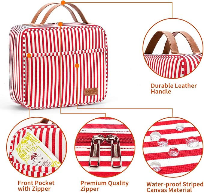 Bosidu Hanging Travel Toiletry Bag,Large Capacity Cosmetic Travel Toiletry Organizer for Women with 4 Compartments & 1 Sturdy Hook,Perfect for Travel/Daily Use/Christmas