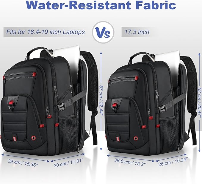 Z-MGKISS Extra Large Backpack for Men, Gaming Laptop Travel Bag Fits 18.4-19" Laptops, TSA Flight-Approved Backpack, Anti-Theft Gym College Business Work Mens Daypack, Black