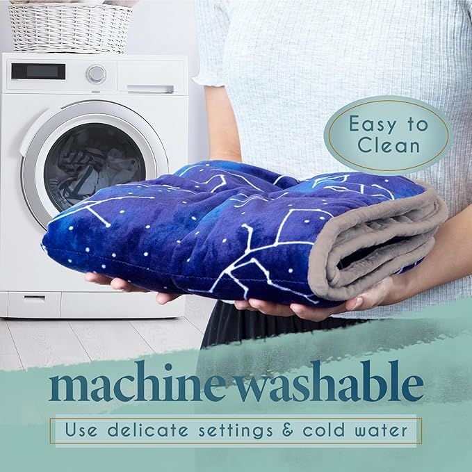 Florensi Weighted Lap Pad for Kids - 5 lb, 20 x 23 in, Blue Constellations - Focus Support Sensory Blanket - Machine Washable Kids Weighted Blanket - Portable Travel Throw