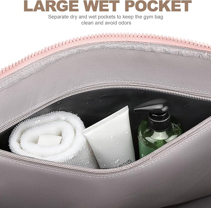 Gym Bag for Women, Duffle Weekender Bags for Travel, Lightweight Weekender Tote with Wet Pocket for Sports, Workout and Dance Pink