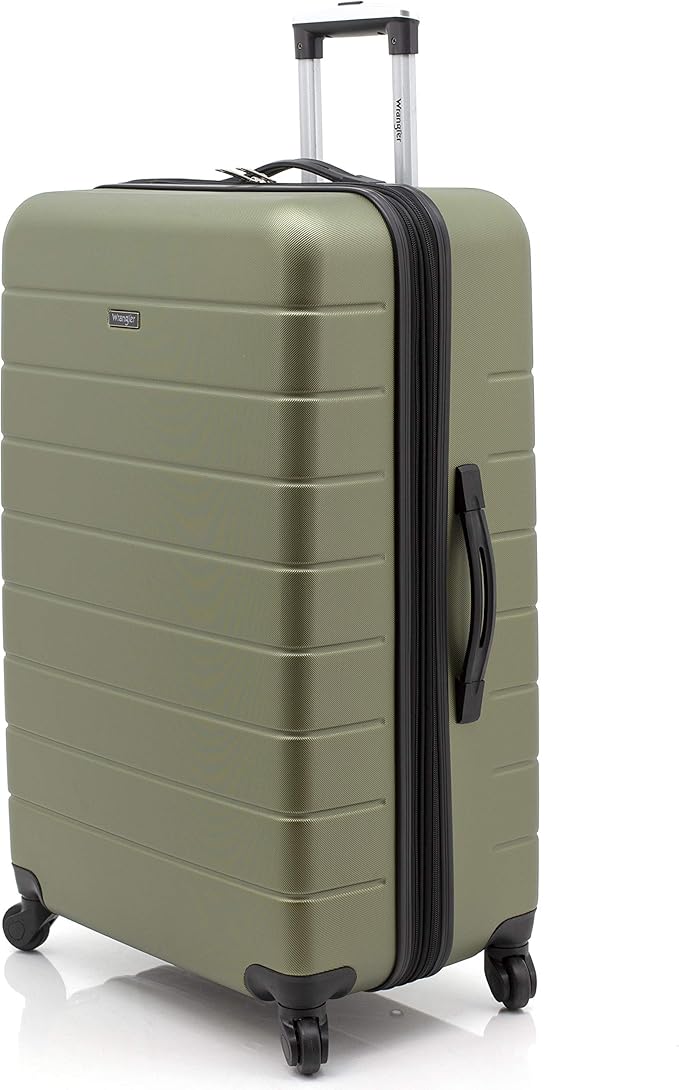 Wrangler Smart Spinner Hardside Luggage, 3 Piece Set, Olive Green