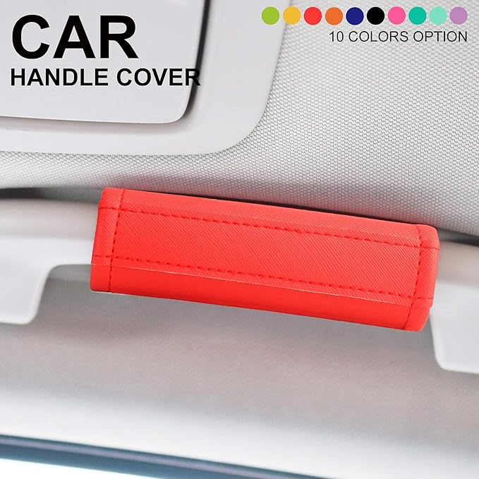 Luggage Handle Wrap 5 Pack-Leather Luggage Handle Wraps for Suitcase/Handbag/Duffel Bag/Car Bright Luggage Identfier/Handle Covers/Grips Luggage Accessories for Travel 3.0 (Red)