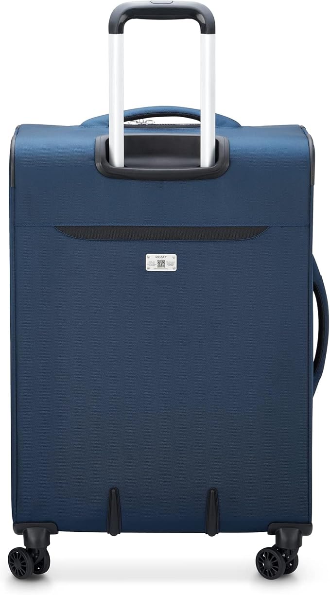 DELSEY PARIS Sky Max 2.0 Softside Expandable Luggage with Spinner Wheels, Blue, Checked-Medium, 24 Inch