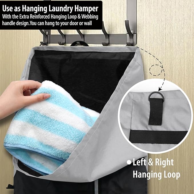 BeeGreen Grey-Black-Laundry-Bag-Backpack-Extra-Large-Heavy-Duty, 125L Portable Travel Laundry Backpack with Shoulder Straps & Extendable Clothes Hamper Bag 3 Pockets College Dorm Apartment Essentials
