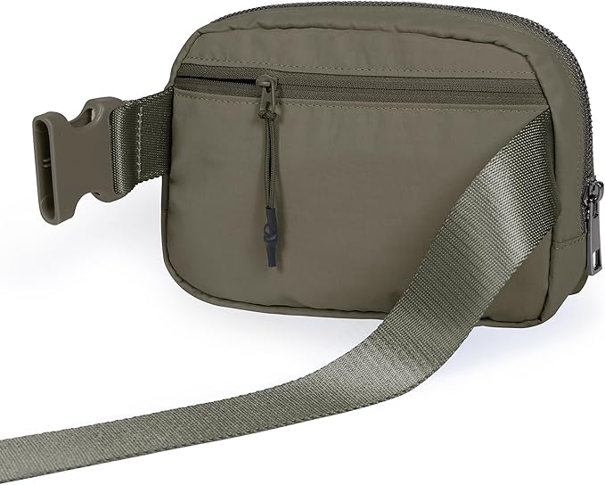 ODODOS Unisex Mini Belt Bag with Adjustable Strap Small Fanny Pack for Workout Running Traveling Hiking, Dark Umber