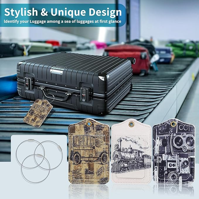 Fishent Luggage Tag, 3 Pack Travel Cruise Luggage Tags for Suitcases, Cute Suitcase Tags Identifiers Bag Tags with Privacy Flap, Baggage Name Tag for Women Men Luggage Backpack Handbag School Bag