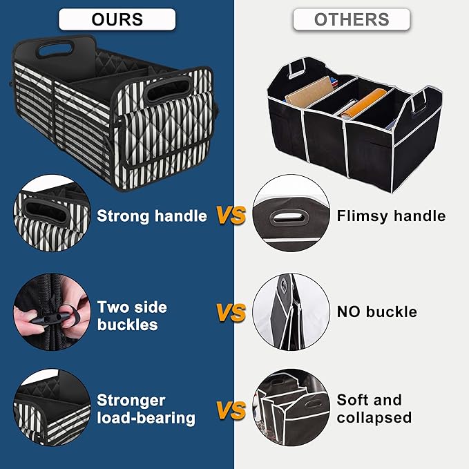 Deosk Car Trunk Organizer for SUVs, Cars and Trucks with 6 Big Pockets, Waterproof Polyester Storage Box