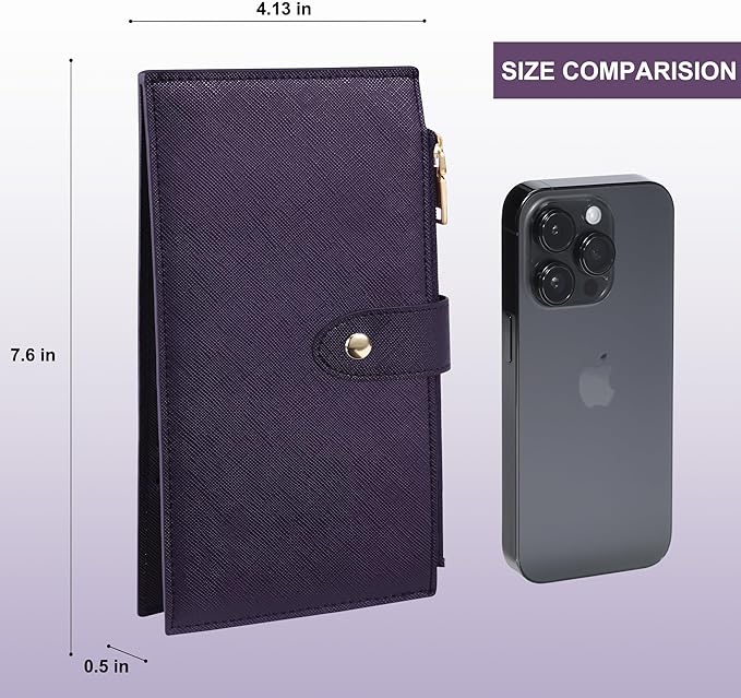 Travelambo RFID Wallet Women Large Size Bifold Multi Card Wallet Case with Zipper Pocke Credit Card Holder for Women