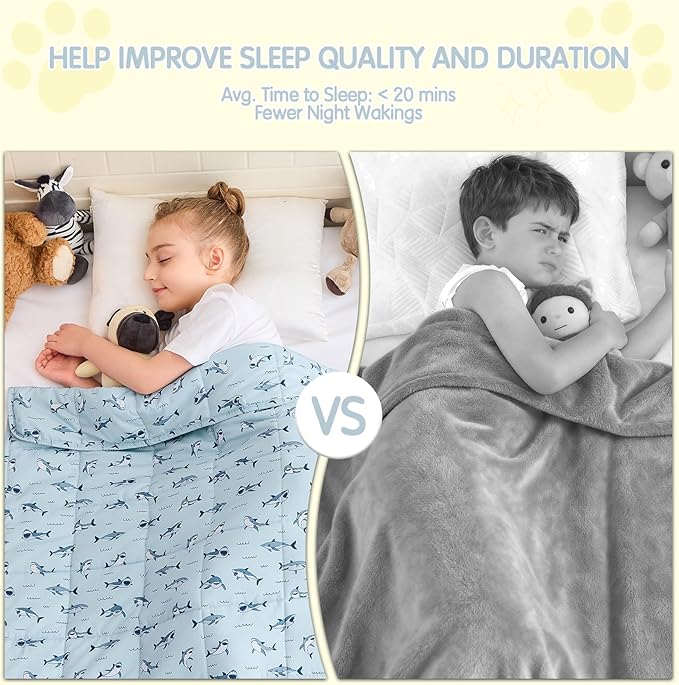 yescool Shark Weighted Blanket 7 Pounds Cooling Weighted Lap Blanket, Heavy Blankets for Sleeping, Weighted Throw Blanket Gifts for 60-80lbs, 40"x60"