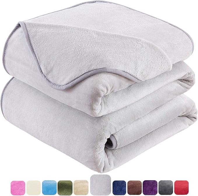 Soft Queen Size Blanket All Season Warm Fuzzy Microplush Lightweight Thermal Fleece Blankets for Couch Bed Sofa,90x90 Inches,Gray