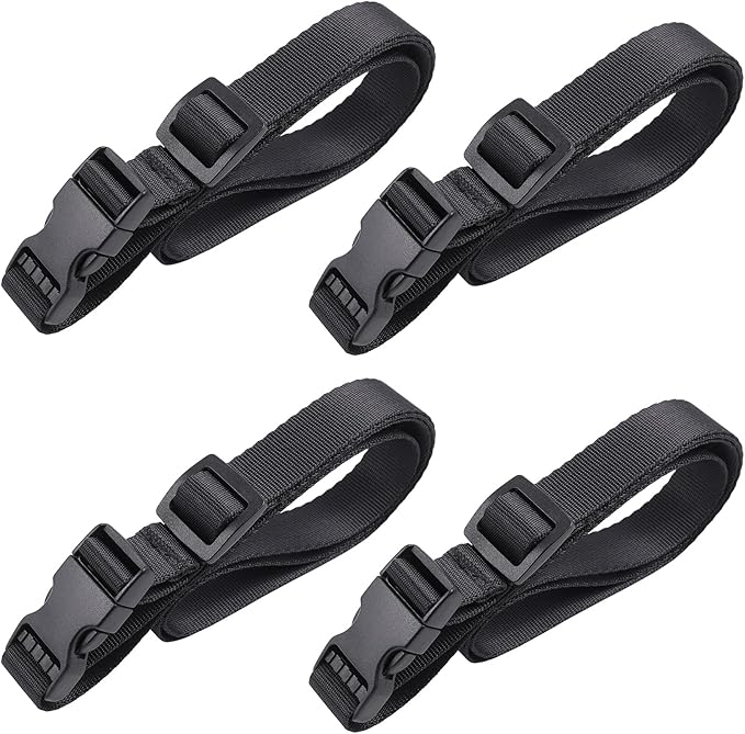 Vigorport Utility Straps Quick Release Nylon Backpack Accessory Bag Strap,Adjustable for Hiking,Travel,Outdoor Sports-4 Pack (Black, 0.75" W-24 L)
