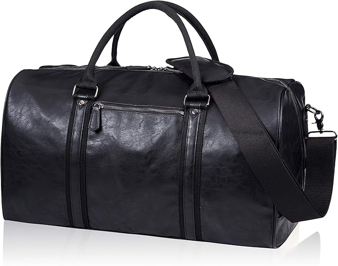 seyfocnia Oversized Duffle Travel Bag Waterproof Leather Weekend Bag Large Carry On Large Carry On Hangbag for Mens or Women