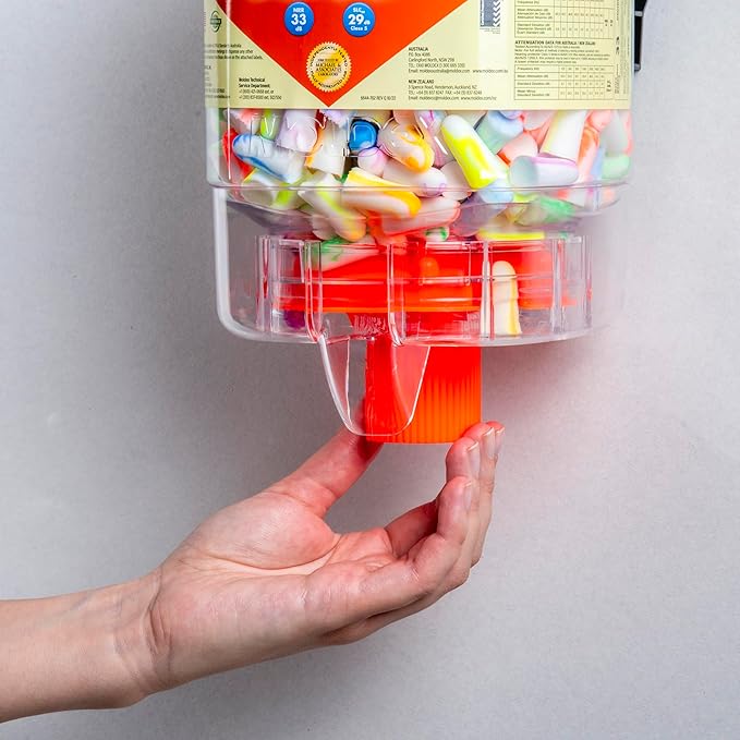 Moldex SparkPlugs PlugStation Uncorded Earplug Dispenser – 250 Pairs Soft Foam Disposable Ear Plugs, Wall Mount Bulk PPE Hearing Protection Station, NRR 33dB Noise Reduction, 6644