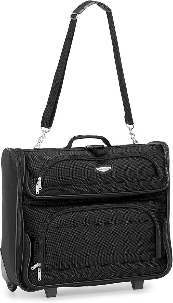 Travel Select Amsterdam Business Rolling Garment Bag, Softside Expandable Rolling 2-Wheeled Suit Carrier, Black, One Size