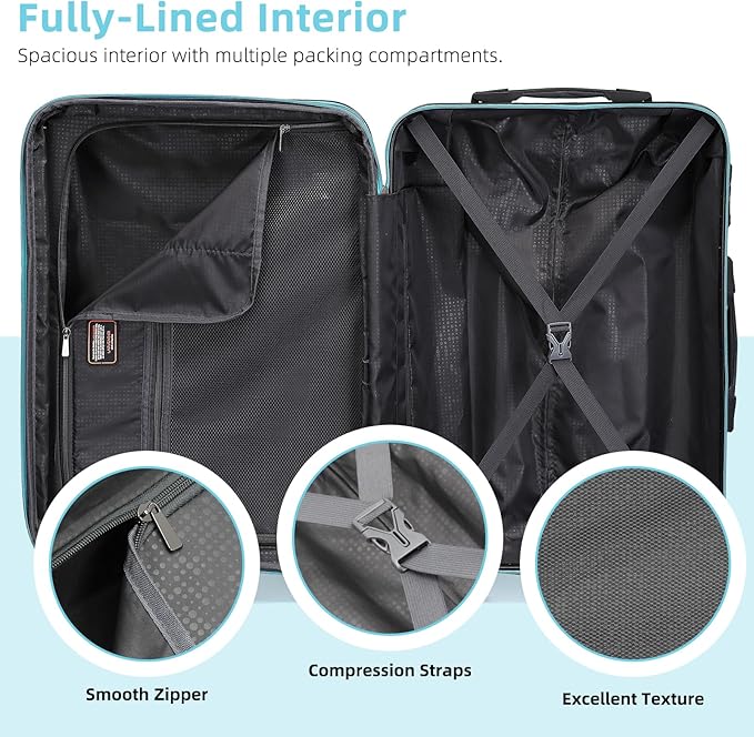 LARVENDER Luggage Sets 3 Piece, 20 Inch Carry on Luggage 22x14x9 Airline Approved Hardside PC+ABS Suitcase Set with Spinner Wheels TSA Lock, Lightweight Luggage Set for Women, Cotton Candy