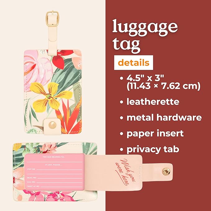Ban.do Getaway Suitcase Tag for Travel, Durable Vegan Leather Luggage Identifier