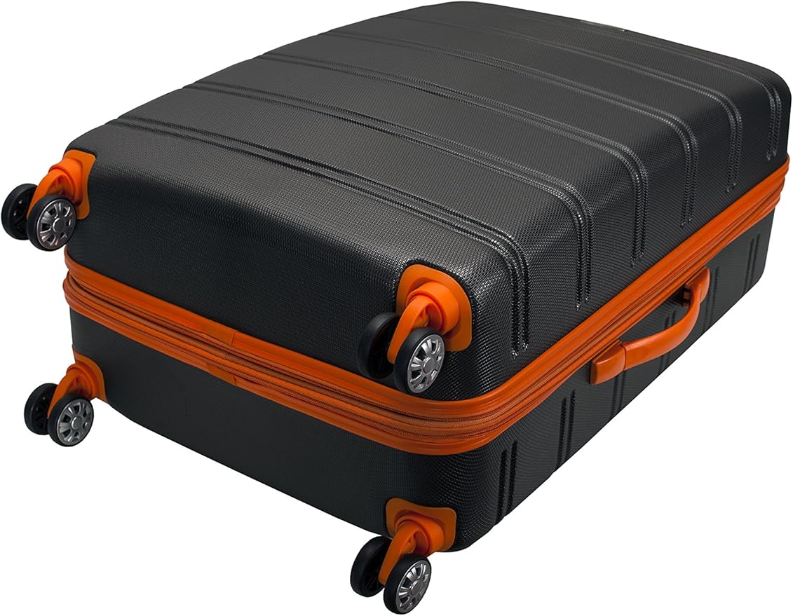 Rockland Melbourne Hardside Expandable Spinner Wheel Luggage, Charcoal, Checked-Large 28-Inch