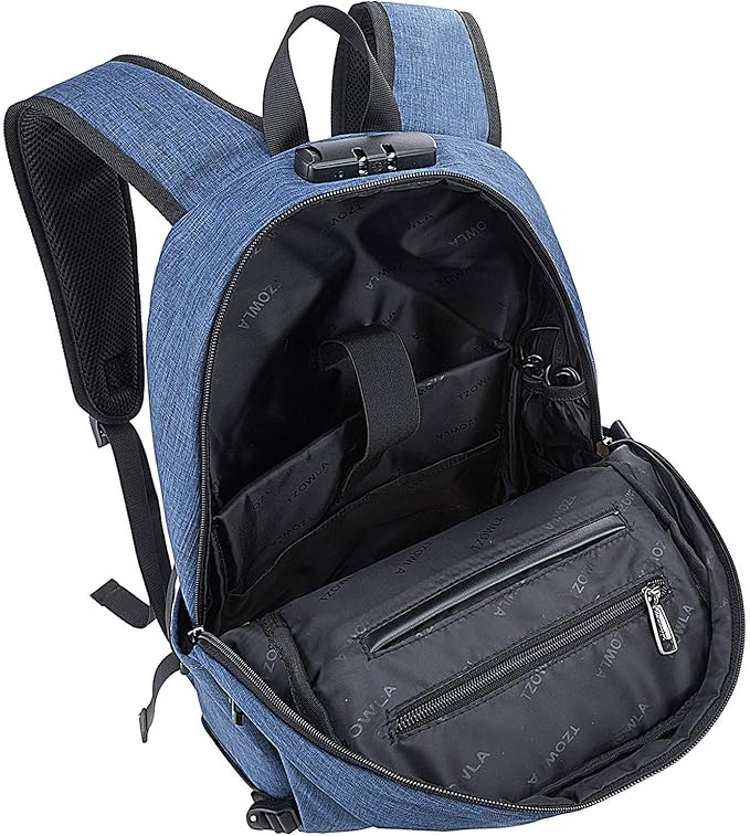 Tzowla Travel Laptop Backpack Water Resistant Anti-Theft Bag with Giant Tumbler Holder Pocket and Lock 17.3 Inch Computer Business Backpacks for Women Men Work College Gift,Casual Daypack(Blue)