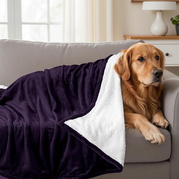 Utopia Bedding Sherpa Blanket King Size (Plum, 90x102 Inches) - Soft Plush Fleece Reversible Blanket for Bed, Sofa, Couch, Camping and Travel