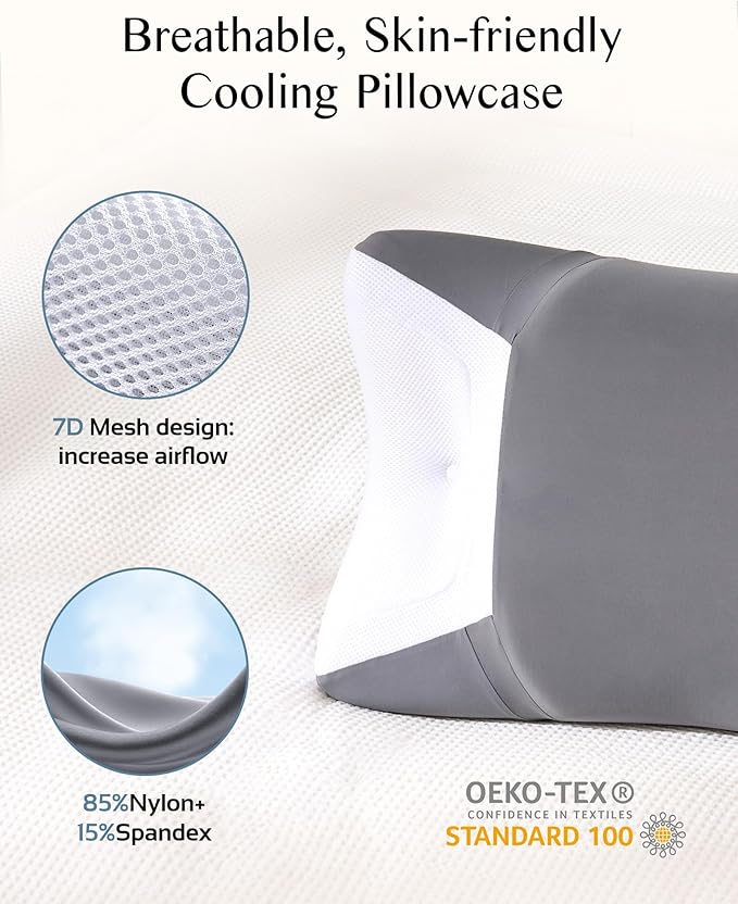 CPAP Pillow for Side Sleeping, HSA/FSA Sleep Apnea Pillow for All CPAP Masks Users to Reduce Air Leaks, Masks Pressure, Memory Foam with Cooling & Breathable Pillowcase for Side Back Sleeper