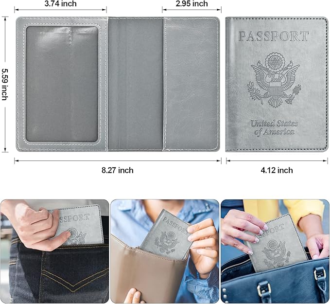 Eoehro Passport Holder for Travel Essentials-2Pack, Passport Wallet Cover Case for Travel Must Haves Accessories,Passport Book Holders for Women and Men