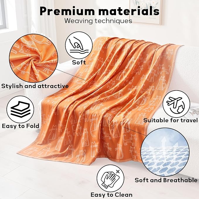 Travel Blanket Airplane - Ultra Soft & Lightweight Knit Design Compact Airplane Blanket,53x72 Inch,Stylish Travel Shawl Wraps for Flights,Office,Home Use,Travel Essentials & Gifts