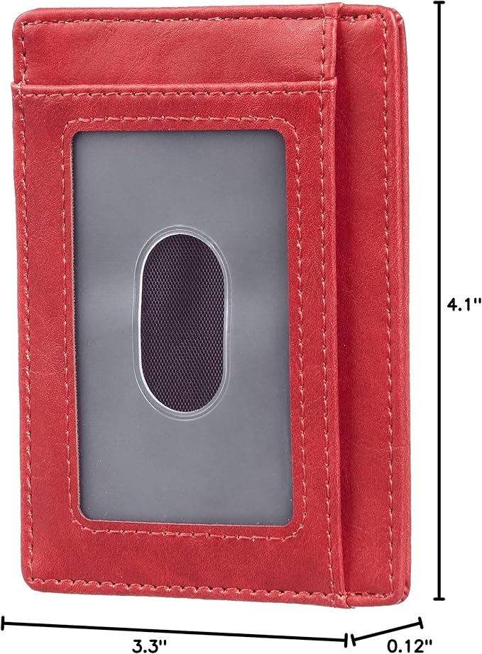 Travelambo Slim Wallet Front Pocket Minimalist Leather RFID Blocking Medium Size