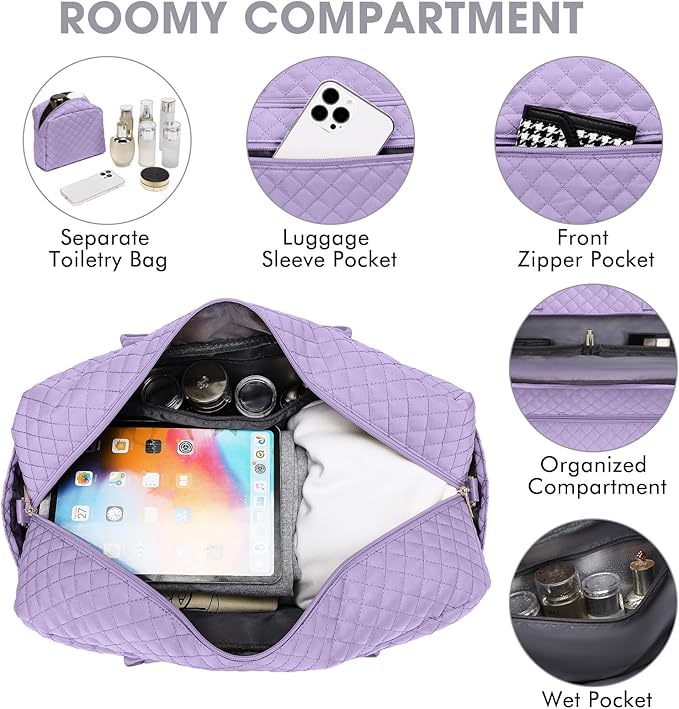 Travel Duffel Bags for Women with Shoe Compartment, Weekender Overnight Bag with Wet Pocket & Toiletry Bag, Carry On Personal Item Bag, Travel Tote Gym Bag, Hospital Bags for Labor and Delivery