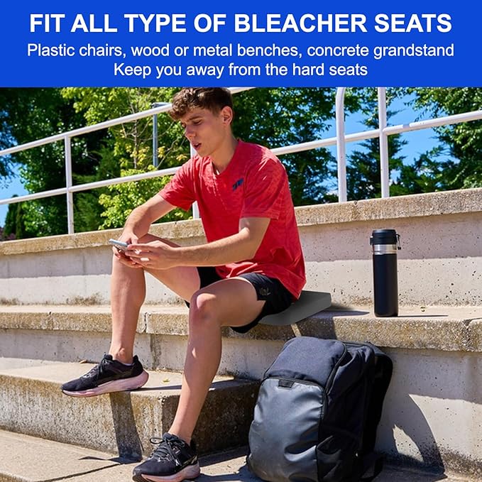 Stadium Seat Cushions 2 Pack, Extra Thick 2.5 Inch, U-Shaped Ergonomic Design, Waterproof & Portable Bleacher Seats with Carrying Handle