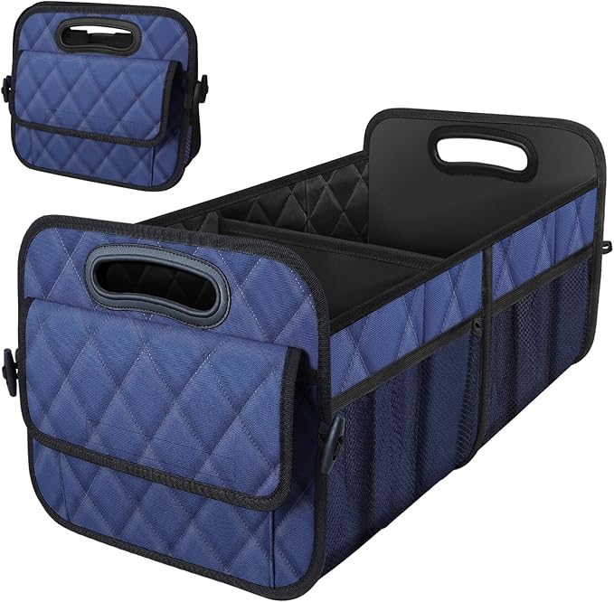 Deosk Car Trunk Organizer for SUV, Car Organizers and Storage with 6 Pocket, Car Accessories for Women/Men 70L Waterproof Polyester Trunk Organizer(Large, Navy Blue)