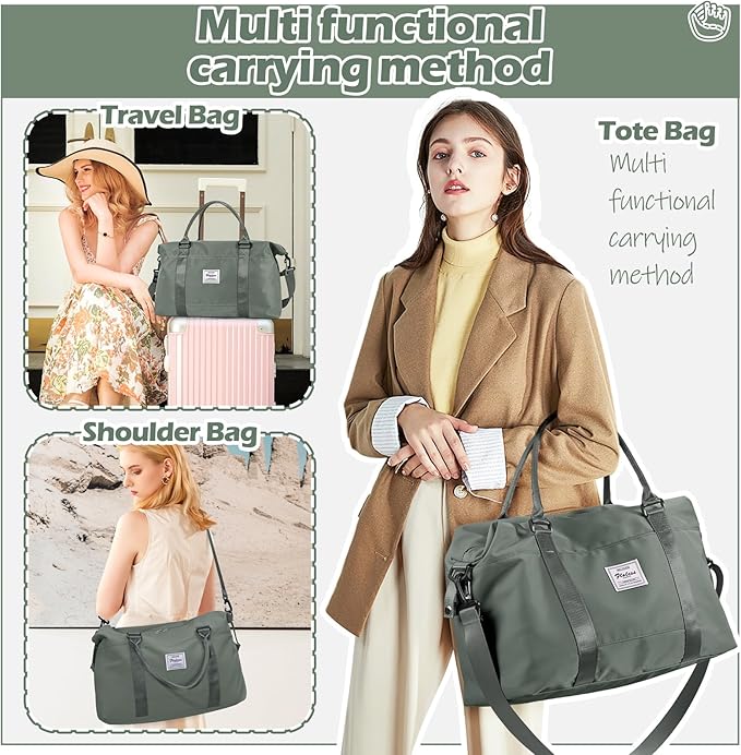 Small Gym Duffel Bag, Travel Weekender Bags for Women, Overnight Gym Carry On Tote Bag with Wet Pocket, Hospital Mom Bag for Labor and Delivery - Green
