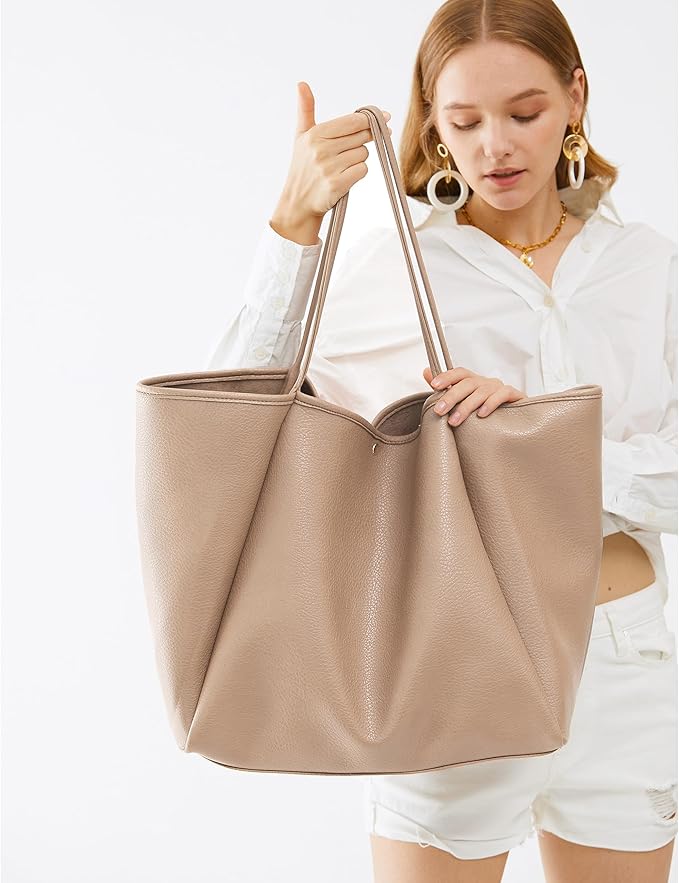 Oversize Pu Leather Tote Women Weekender Bag Shopper Handbag Travel Purse