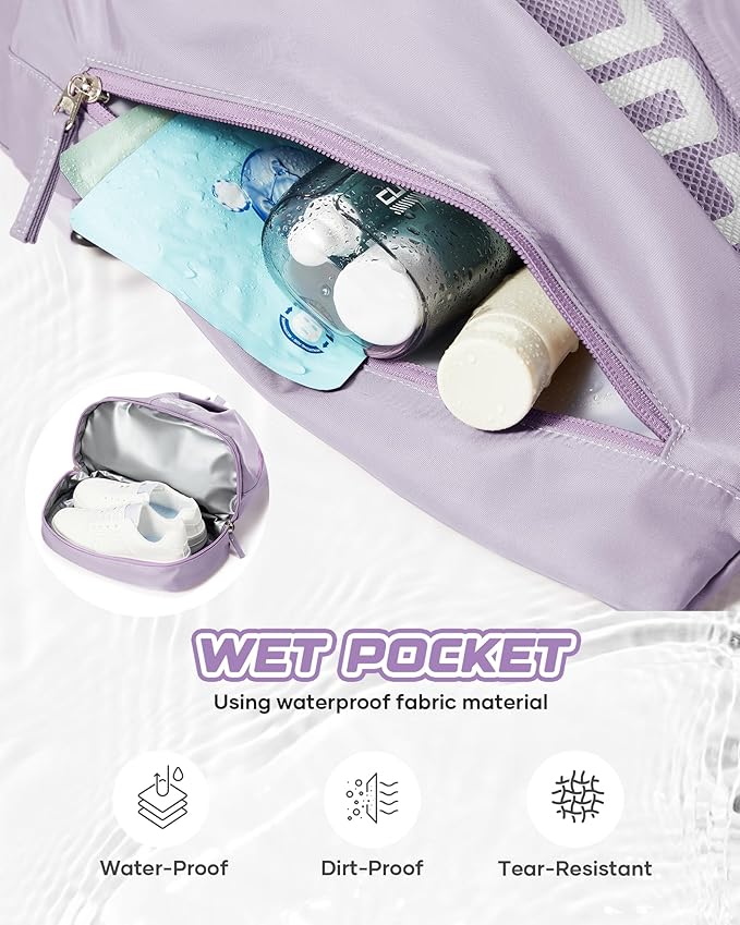 Gym Backpack for Women with Shoe Compartment, Sport Backpack Casual Daypack for Girls, Small Cheer Bag Outdoor Leisure, Purple