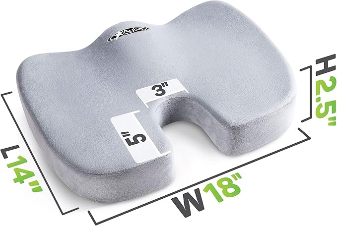 Seat Cushion for Desk Chair - Back Pain, Tailbone Relief, Coccyx, Butt, Hip Support - Ergonomic Office Chair Sciatica Car Pillow