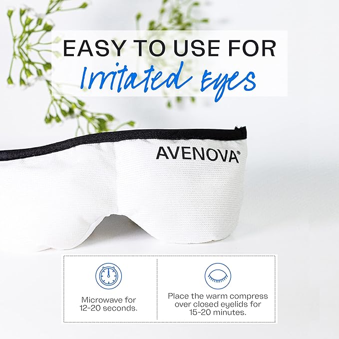 Avenova Eye Compress Mask - Reusable & Microwaveable Eye Mask for Irritated Eyes - Stye, Headache, Allergy & Sinus Relief