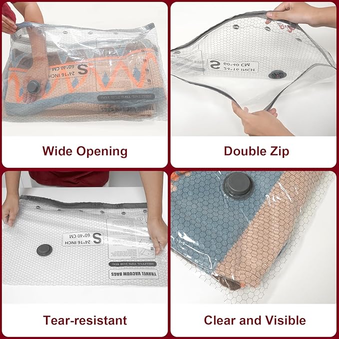 Vacuum Storage Bags with Portable Electric Pump,Space Saver Sealer Bags, Airtight Compression Bags for Clothes, Pillows, Comforters, Blankets, Bedding (12 Pack)