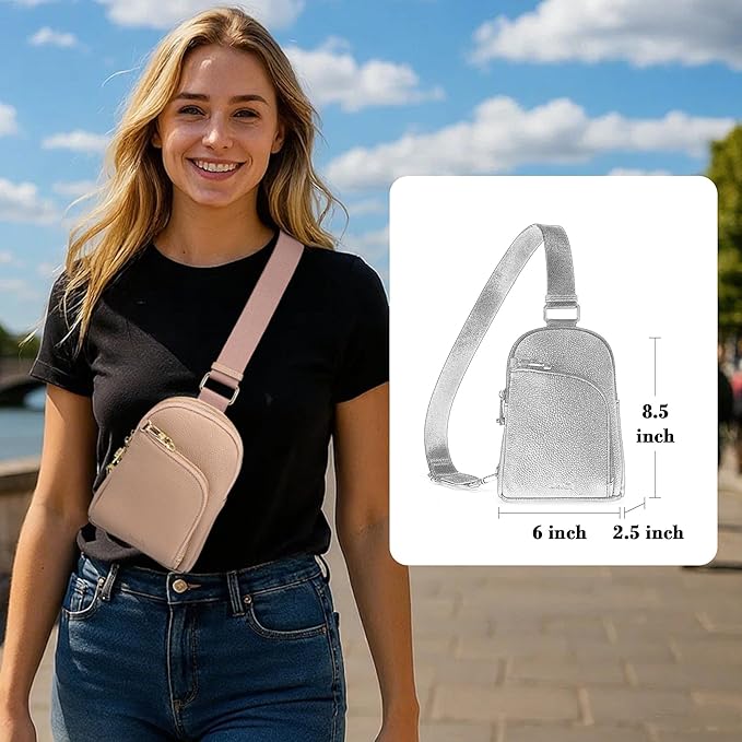 INICAT RFID Blocking Sling Bag, Anti Theft Crossbody Bag for Women, Travel Fanny Pack Style Purse, Vegan Leather