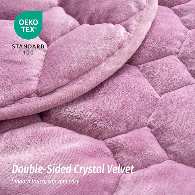 Wemore Weighted Lap Blanket 7lbs for Adults, Small Weighted Blanket for Travel, Calming, Relaxing, Napping and Sleeping, All-Season Weighted Lap Pad, Machine Washable, Purple 24x29 inches