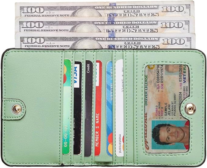 Toughergun Women’s Small Slim Leather Wallet with RFID Protection, Compact Bifold Mini Purse with Clear ID Window