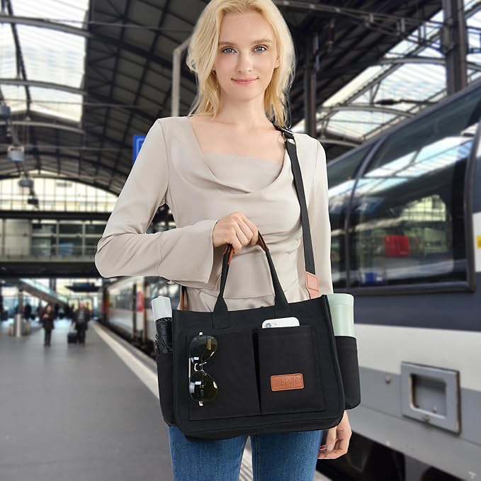 ZHMO Canvas Tote Bag for Women,Women's Bags Crossbody Bags Work Laptop Tote Bag Large Handbags Purse for Travel Nurse Teacher