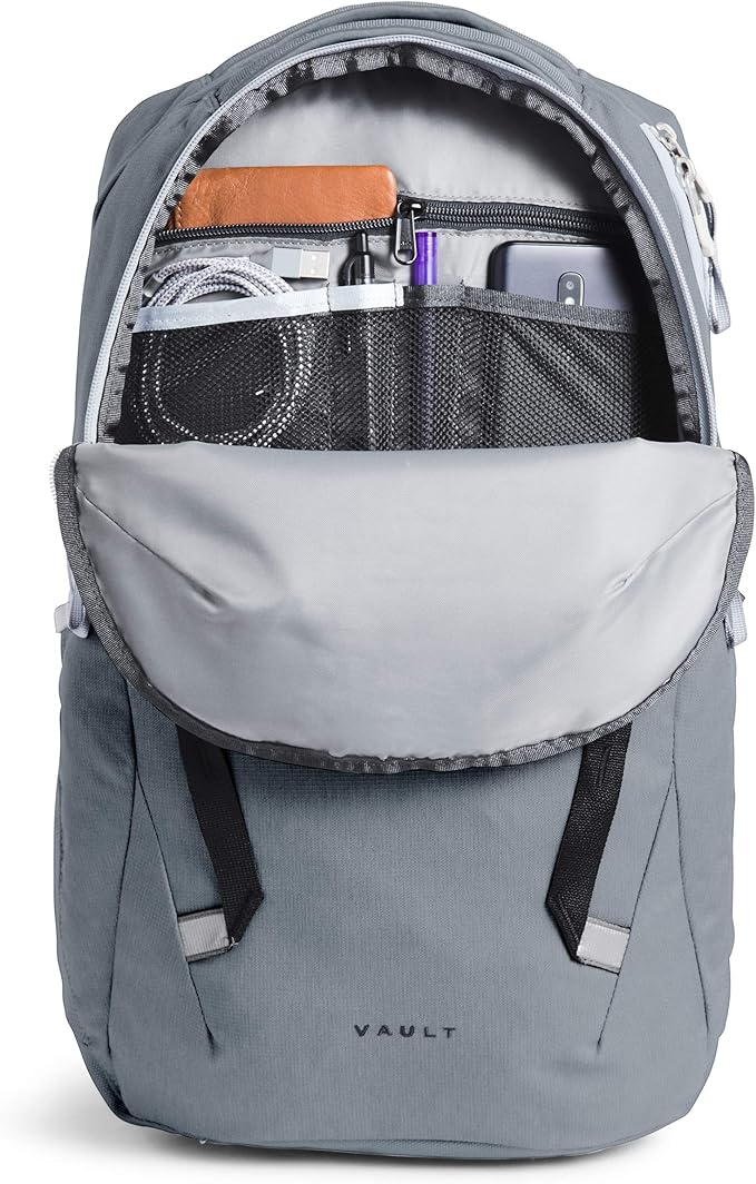 THE NORTH FACE Vault Everyday Laptop Backpack | Commuter Travel Bag with Water-Repellent Finish, Spacious Main Compartment, Mid Grey Dark Heather/TNF Black, OS
