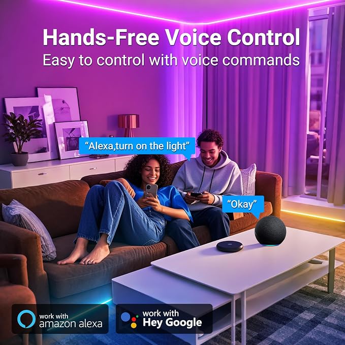 hyrion Alexa LED Strip Lights for Bedroom 200ft, Smart Wireless RGB | Work with Google Assistant, Music Sync, 16 Million Colors lights, App/Remote/Voice control, Perfect for room decor and party