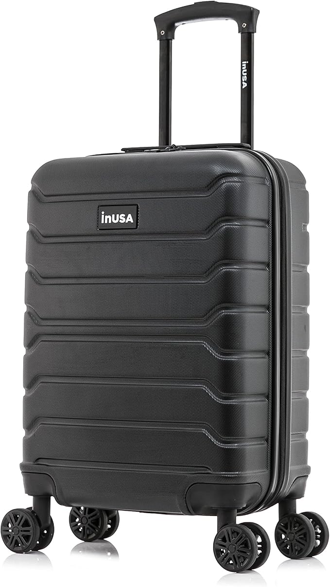 InUSA TREND Luggage with Spinner Wheels | Durable Lightweight Hardshell Suitcase, Travel bag with Handle and Trolley, 20-Inch Carry On Small Luggage | Black