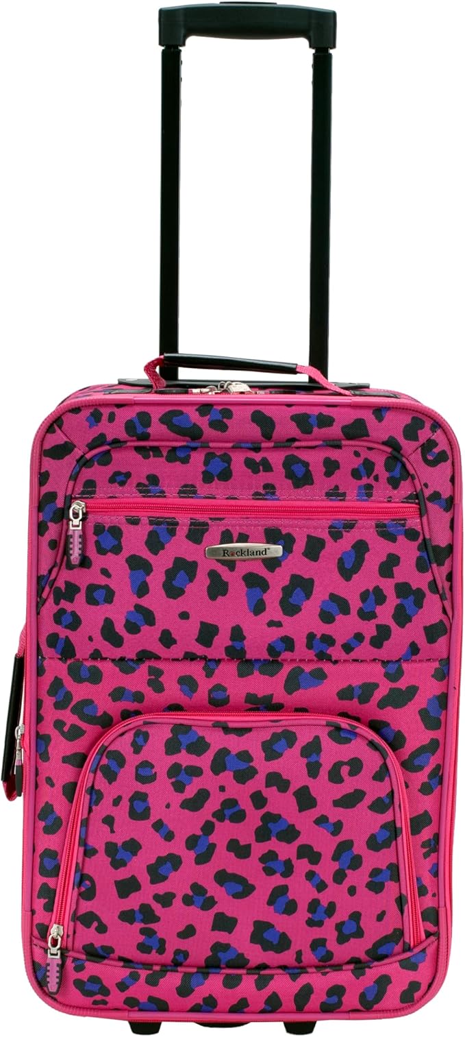Rockland Fashion Softside Upright Luggage Set, Magenta Leopard, 2-Piece (14/19)