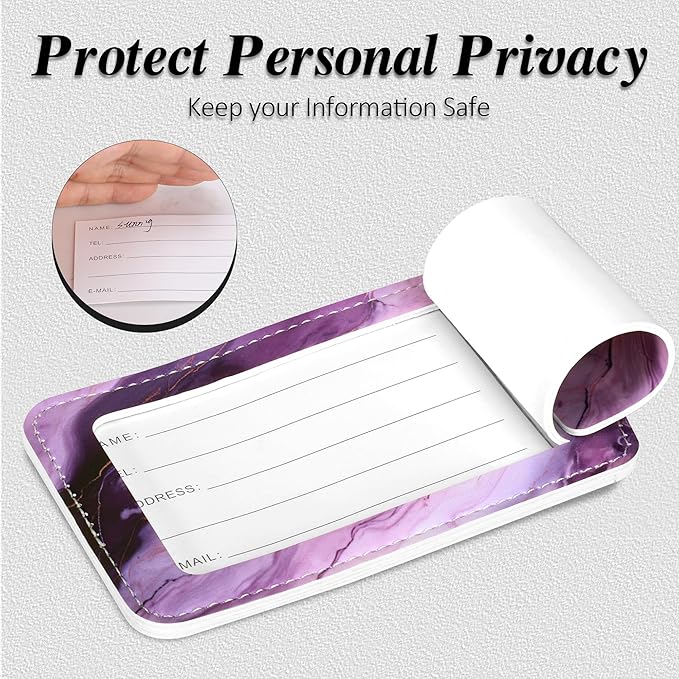 Luggage Tags for Suitcases, 2 Pack Cute PU Leather Luggage Tag TSA Approved with Stainless Steel Loop and Address Card Baggage Tag for Travel&Hotel Stays&Cruise Ships&Shipping and Mailing