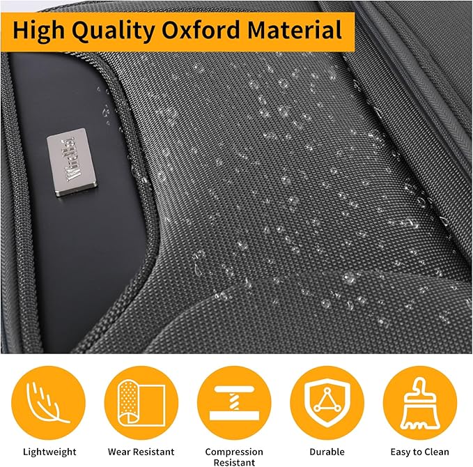 3-Piece Softside Expandable Luggage Set with Front Open Pocket, Lightweight and Durable Oxford Fabric Suitcase Set with TSA Lock (Gray, 20in/24in/28in)