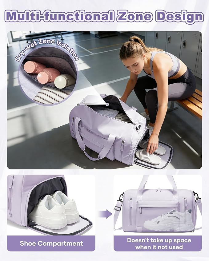 Gym Bag Womens,Travel Duffel Carry on Bag Sport Tote Bag Weekend Overnight Bag
